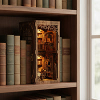 Mini Library Scene DIY Mini Library Scene Kit Woodgrain Decor for Bookshelf