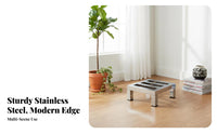 Stainless Steel Plant Stand Indoor and Outdoor Use Single Tier Flower Rack Heavy Duty Metal Plant Stand for Balcony, Patio