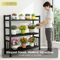 Multi-Tier Flower Shelf Indoor Outdoor Use Multi-Tier Plant Stand Sturdy Construction Floor Standing Plant Rack for Balcony, Living Room, Patio