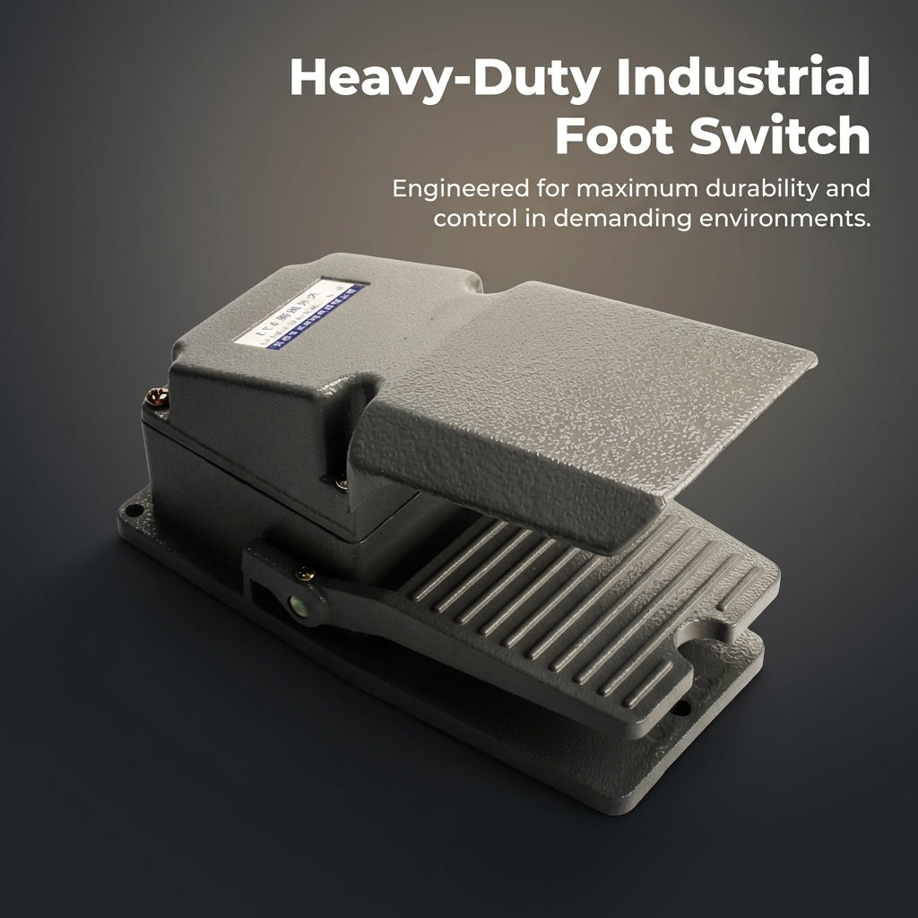 Heavy Duty Foot Pedal Switch, Aluminum Alloy Electric Reset, 380V 15A, Nonslip Industrial Foot Controller, Momentary Pedal Switch with 2M Cable