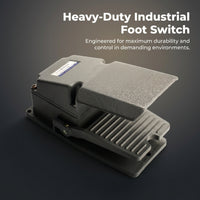Heavy Duty Foot Pedal Switch, Aluminum Alloy Electric Reset, 380V 15A, Nonslip Industrial Foot Controller, Momentary Pedal Switch with 2M Cable