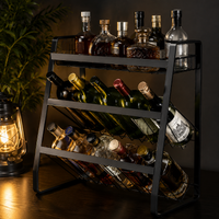 Metal Wine Rack, Bottle Rack, Wine Holder, Tabletop Wine Rack, Space-Saving, Dark Color