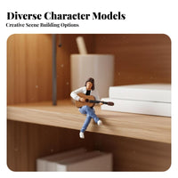 2 Pieces Guitarist and Explorer Figure Set Collectible Item Tiny People Figurines Hand Painted People Figures Realistic Features