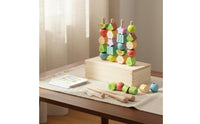Wooden Threading Beads Fine Motor Skills Fruit Threading Toy  Sequencing Stacking Toy for Preschool