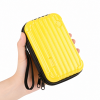 7 inch Travel Makeup Bag, Hard Shell Cosmetic Bag with Sequins, Wear-Resistant Vanity Case, Striped Makeup Case for Commute