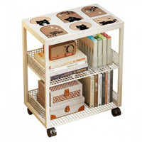 Movable Rolling Book Cart Space-Saving book cart Lockable Casters Mobile Storage 360° Rotating casters for Students, Home Organizers, educators, Under Desk, Study Room, Classroom, Bedroom