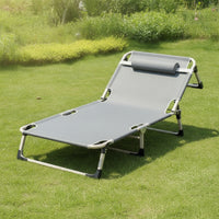 Multi-Position Foldable Reclining Bed Space-Saving Adjustable Recliner Compact Lounger Stable for Camping
