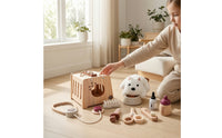 Wooden Veterinarian Toy Set Physician Kit with Soft Toy Pet Compact Veterinarian Playset with Soft Stuffed Dog for Playroom, Preschool