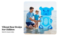 Inflatable Gummy Bear Float With Handles Transparent Bear Floatie Thickened PVC children's Surf Board for Family, Young Children, Beach, Swimming Pool