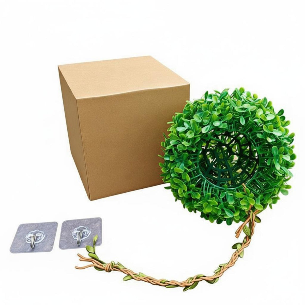 Realistic Design Artificial Grass Ball Hideout Provides Shelter Hanging Amphibian Hide Spherical Bird Nest for Reptiles, Terrarium, Vivarium