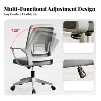 Height Adjustable Mesh Back Swivel Chair Ergonomic Design Office Furniture Lumbar Support Effortless Rolling Casters for Receptionists, Students, Gamers, Conference Room, Bedroom