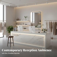 Modern Reception Desk Sturdy Construction Company Front Desk Wide Countertop Modern Checkout Counter for Receptionists, Retail Store, Boutique, Lobby