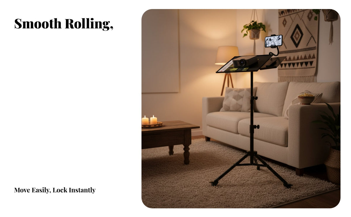 Adjustable Display Tripod Stand Multi-Functional Adjustable Tripod Stand Foldable Tray Mobile Presentation Stand for Conference Room