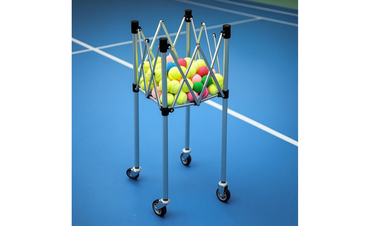 Tennis Ball Cart Frame Aluminum Foldable Cart Frame with Wheels Foldable Tennis Ball Carrier for Coaches, Practice Schedules