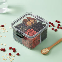 Leakproof Stackable Grain Container Leak-Proof Clear Snack Organizer Easy to Clean Multi-Compartment Storage Bin Included for Meal Preppers, Pantry, Refrigerator, Office