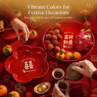 Red Wedding Candy and Dried Fruit Tray for Living Room Coffee Table, New Home Celebration Fruit Plate