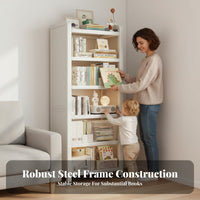 Space-Saving Design Slim Shelving Single Unit Sturdy Construction Bookshelf High Load-Bearing Capacity Bookcase Rust-Proof for Apartment Dwellers, Students, Families, Small Areas, Living Room, Bedroom, Hallway