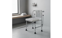 Shower Chair with Armrests Rust-Resistant Aluminum Bath Stool Double Armrest Support Mobility Aid For