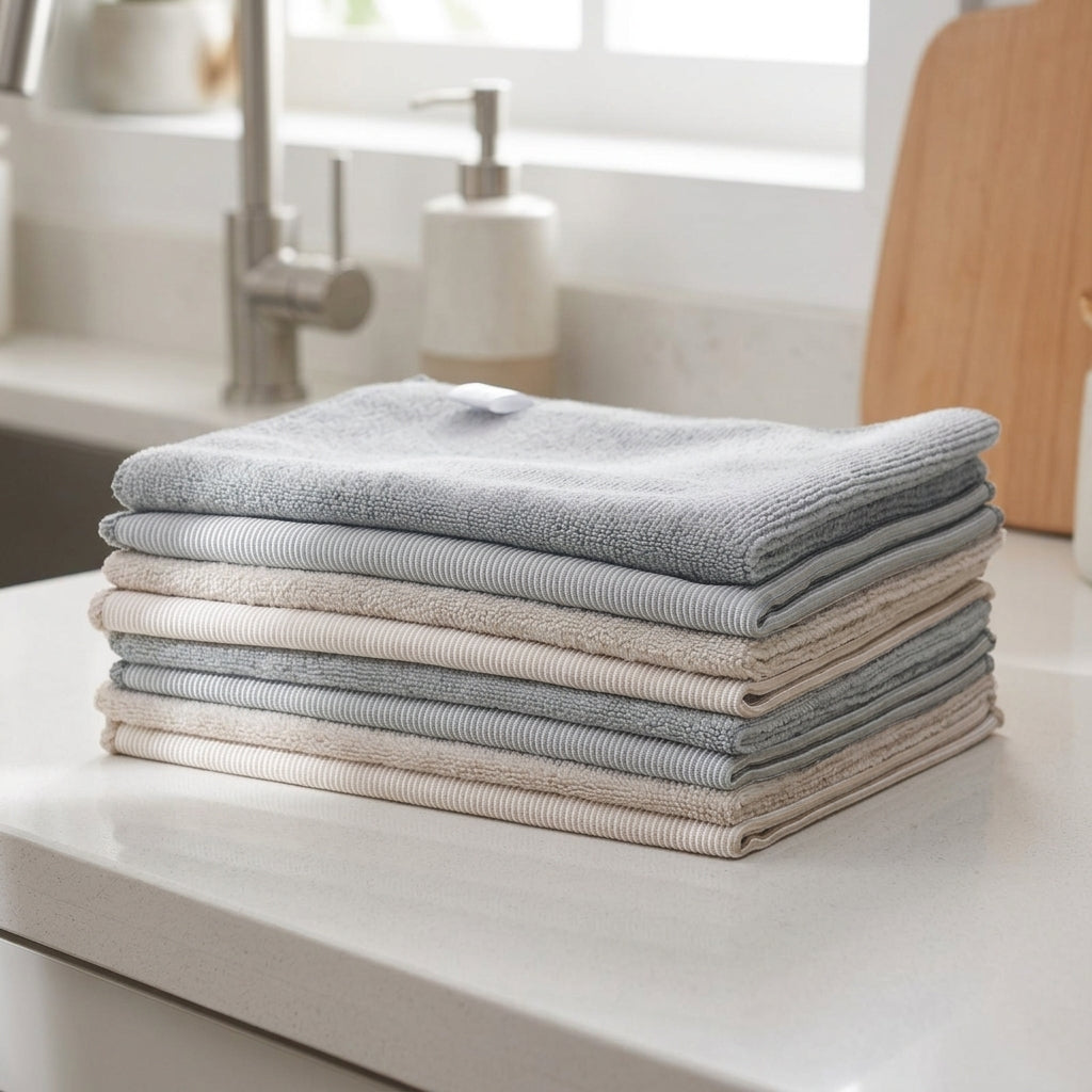 Double Sided Microfibre Cloth and Cleaning Cloths, 40x40cm Microfibre Cloth for Kitchen and Glass, High Absorbency Lint Reusable Towel