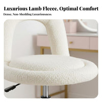 Cream Design Cushy Vanity Chair Ergonomic Backrest Cushy U-Back Chair 360° Swivel Desk Seat Space Saving for Students, Young Adults, Home Workers, Bedroom, Dorm Room, Makeup Station