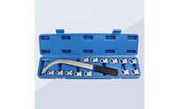 15 Pieces Automotive Pulley Adjustment Tool Kit Curved Auxiliary Belt Tensioner Pulley Removal Tool Kit 12-Point Tensioner Wrench Set with Case E-Shaped for Mechanics, DIYers, Garage