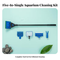 Aquatic Cleaning Kit Interchangeable Heads Long Handle Keeps Hands Dry for Tanks
