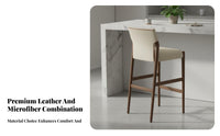 Sturdy Construction Solid Wood Bar Stool with Backrest Luxurious Cushioned Seat High Back Counter Stool Wear-Resistant Upholstery Upholstered Kitchen Island Chair Minimalist Design for Adults, Homeowners, Interior Designers, Pub, Dining Area