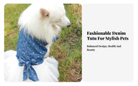 Season Summer Wear Denim Dog Tutu Accent Star Pattern Dog Dress With Knot for Photo Shoots, Birthdays, Outdoor Walks