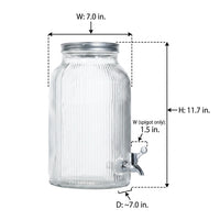 Drink Dispenser and Beverage Dispenser with Stand, 6L Glass Dispenser for Home Bar, Beer Dispenser with Tap for Iced Tea and Glass Water, 6L