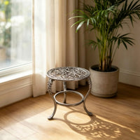 Cast Iron Plant Stand Decorative Plant Stand with Scrollwork Legs Ornate Metal Garden Pedestal Riser for Gardeners, Garden, Balcony, Living Room