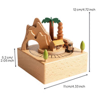 Gift Portable Hand-Turn musical box  Wooden Crank musical box