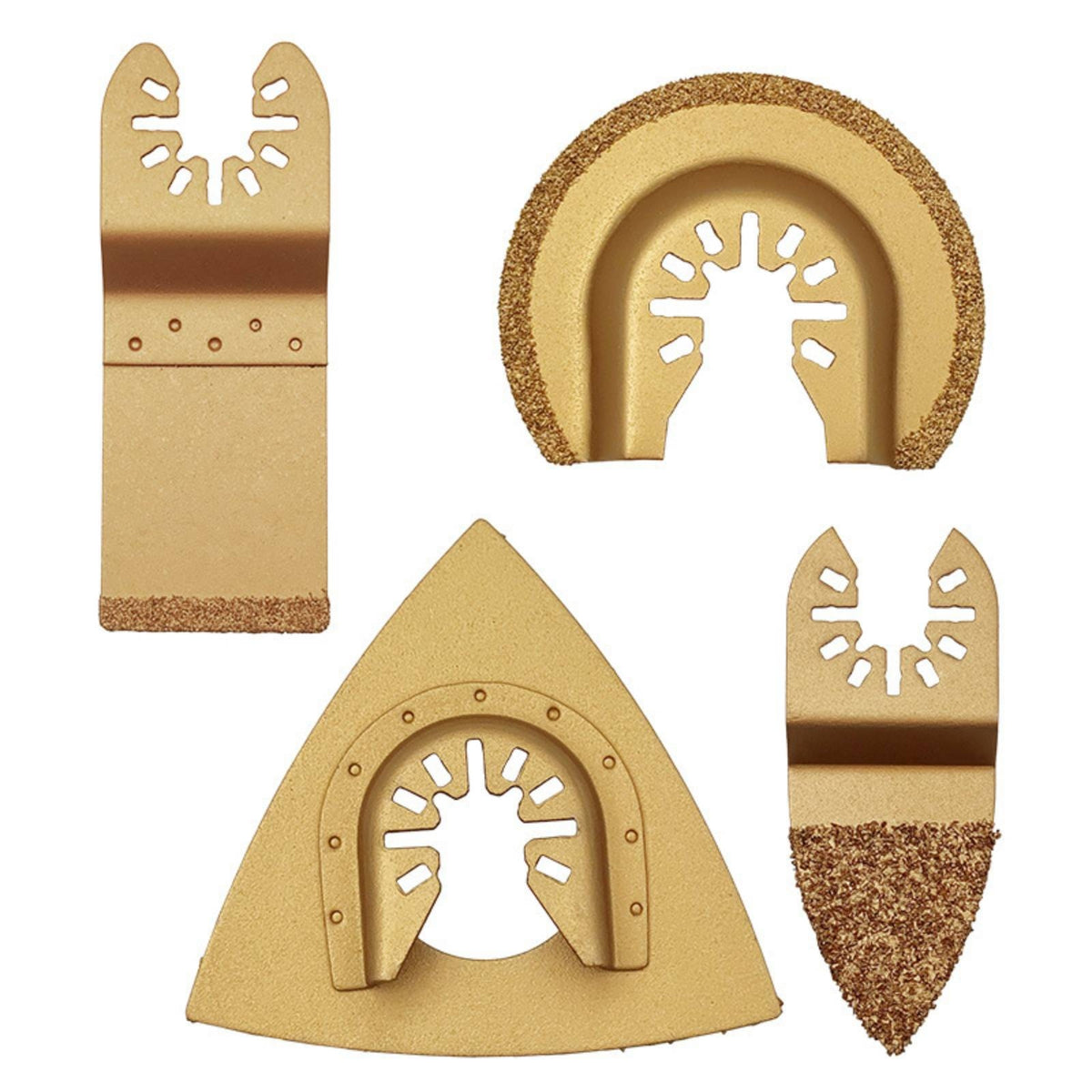 4 Pieces Oscillating Multi Tool Compatible Grout Removal Gold-Colored Oscillating Tool Accessory Heads for Handymen, Home Improvers, Masonry
