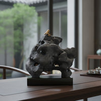 Abstract Rock Statue Contemplative-Style Rock Sculpture Tabletop Stone Ornament for Interior Designers, Art Collectors, Tea Room