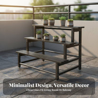 Indoor Outdoor Use Metal Flower Pot Rack Space Saving Tiered Garden Rack Sturdy Frame Freestanding Plant Holder Large Capacity for Balcony, Patio, Living Room
