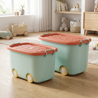 Large Capacity Kids Toy Storage Box with Lid, Stackable Plastic Organizer for Clothes Snacks