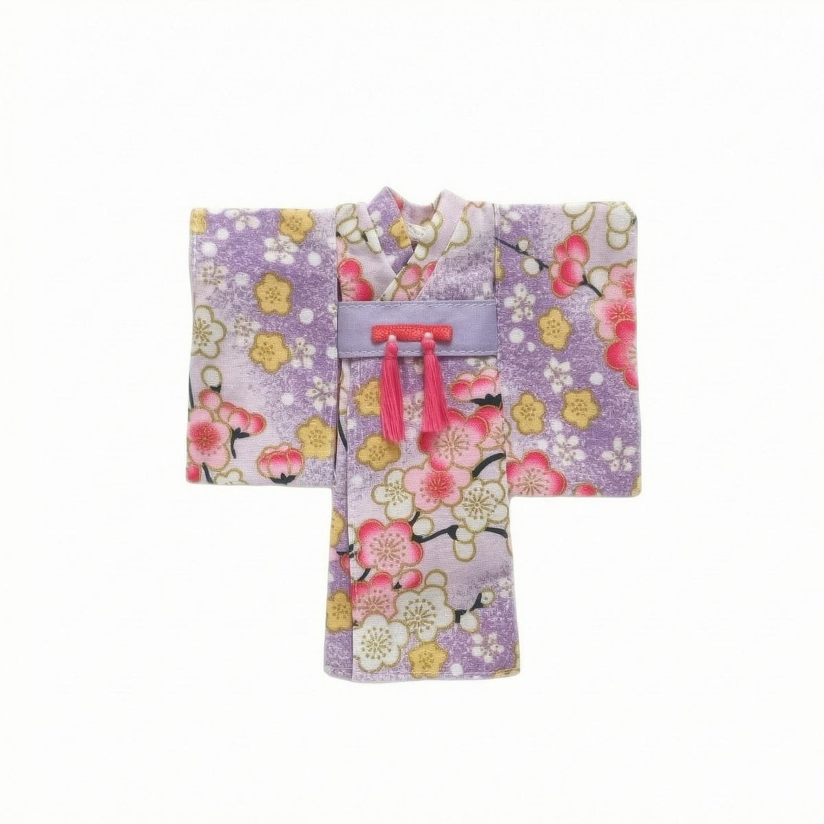 Wrap-Front Doll Robe Wide Sleeves Doll Kimono Woven Textile Miniature Robe