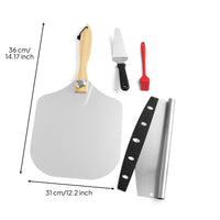 Aluminum Pizza Cutter Set 12 Inch Pizza Peel Set Reusable Cooking Tools Heat Resistant for Home Baking, Oven, Restaurant