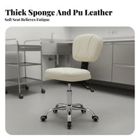 Back Support Medical Assistant Chair Padded Cushion Adjustable Swivel Stool Easy to Clean Swivel Task Stool with Wheels for Nail Technicians, Medical Professionals, Medical Facility Studio, Workshop, Kitchen