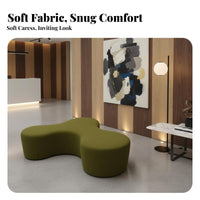 Rounded Outline Curvy Modular Sofa Geometric Shape Reconfigurable Loveseat and Ottoman Soft Cushioned Upholstery Seating Furniture Modern Design for Homeowners, Apartment Dwellers, Business Clients, Reception Area, Office, Shopping Mall, Living Room