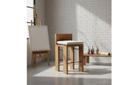 Wabi-Sabi Aesthetic Solid Wood High Chair with Cushion Retro Design Wooden Bar Stool with Backrest Upholstered Counter Height Stool for Cafe