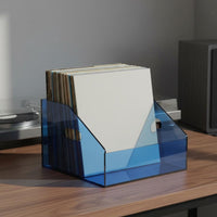 Vinyl Record Rack Clear Handles Portable Design for Media Shelf