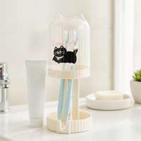Toothbrush Holder with Dust Cover and Drainage, Portable Multifunctional Toothbrush Cup Holder for Home