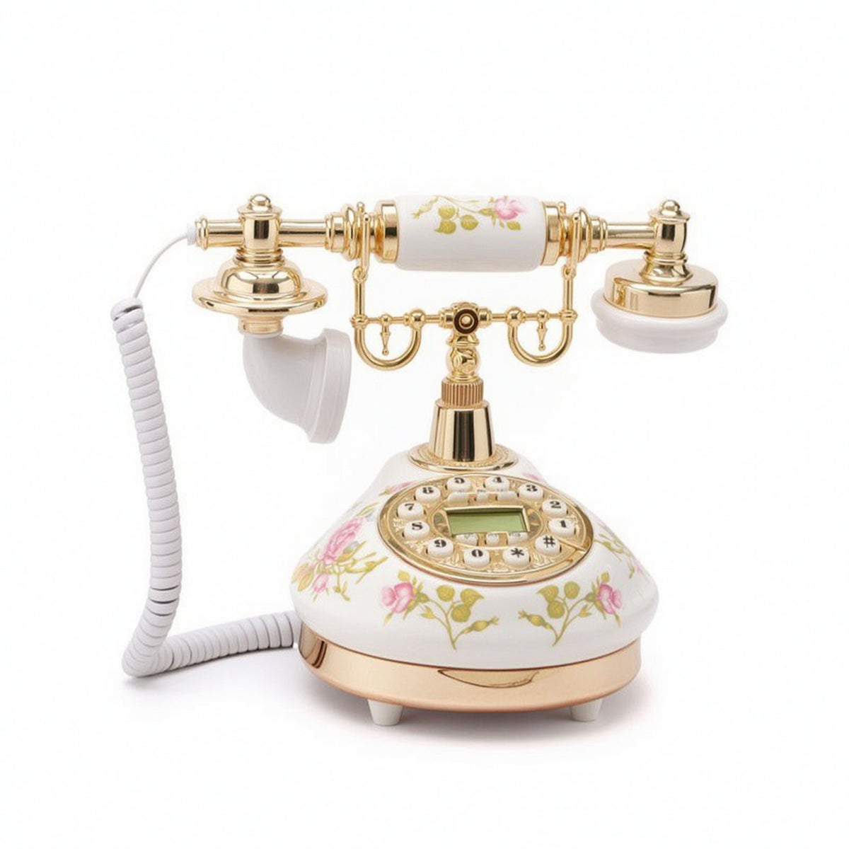 Antique Ceramic Telephone Collectible Retro Telephone High-Quality Vintage Phone Glossy for Home Office
