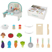 Wooden Culinary Playset Set Educational Pretend Cooking Playset Birthday Gift Toy Stovetop for Kids, Preschoolers