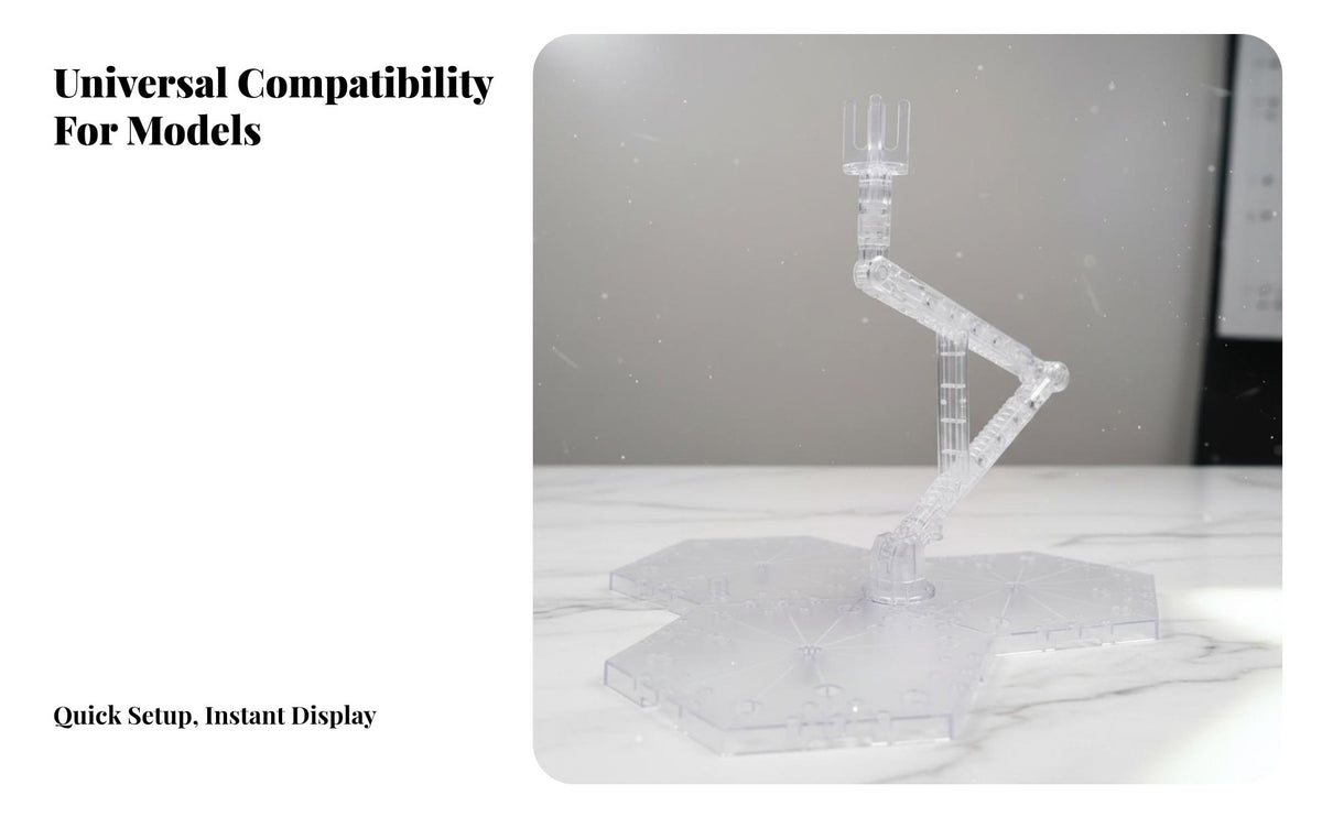 Transparent Model Display Stand Wide Compatibility Posing Stand Adjustable Action Figure Holder Easy Assembly for Desk, Shelves