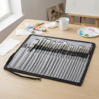 24 Pieces Portable Paint Brush Set with Canvas Roll Case Organized Travel Brush Set with Canvas Roll Case No Shedding Synthetic Nylon Brushes Professional for Sketching