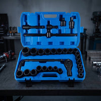 30 Pieces Socket Wrench Set with Case Heavy-Duty Socket Wrench Kit Metric Mechanics Tool Kit with Case for Professionals, Home Improvement Hobbyists