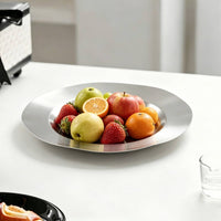 Irregular Round Fruit Plate Shallow Serving Tray with Wide Rims Low-Profile Fruit Tray for Hosts, Home Interior Designers, Hotel
