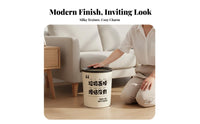 Cream Design Trash Can Stylish Design Round Open Top Trash Can Wide Opening Decorative Waste Basket for Young Adults, Homeowners, Living Room