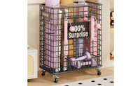 Yoga Mat Storage Basket with Wheels Open-Grid Wire Storage Basket with Wheels Exercise Equipment Rack Mat Cart for Yogis, Fitness Enthusiasts